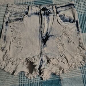 VIP Light Blue Distressed Jean Shorts